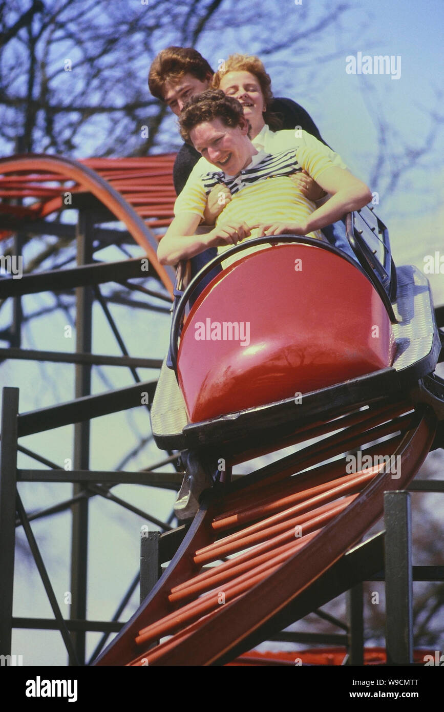 Die 4 Mann Bob coaster, Alton Towers Resort, Staffordshire, England, UK. Ca. 80er Stockfoto