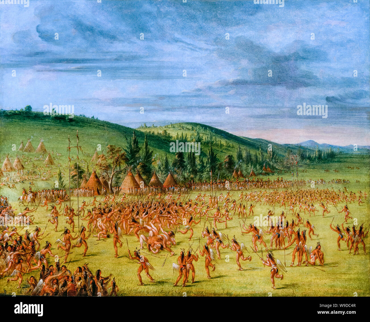George Catlin, Malerei, Ball spielen der Choctaw, Ball, 1846-1850 Stockfoto