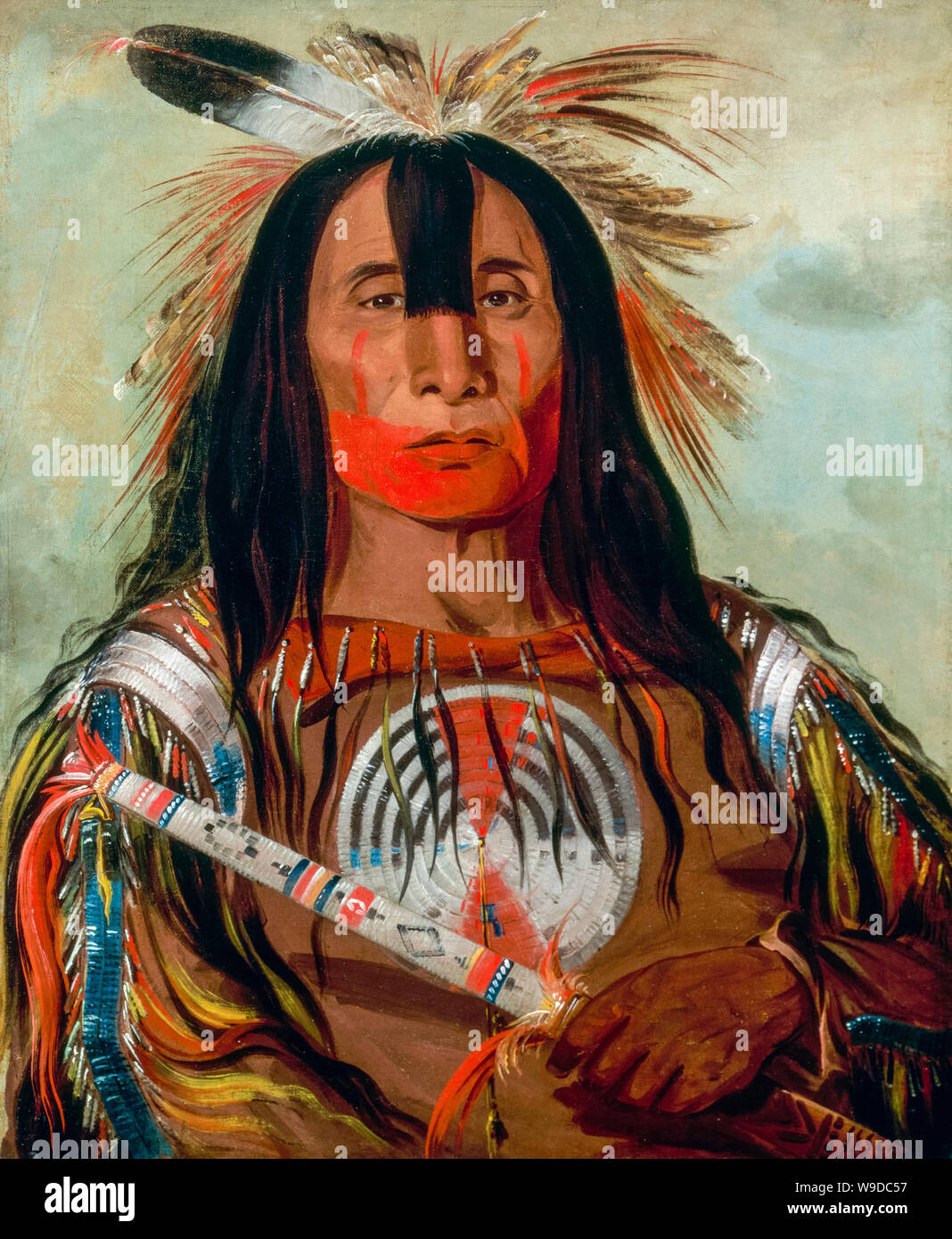 George Catlin, Portraitmalerei, Stu-Mick-o-súcks, Buffalo Bull's Zurück Fett, Leiter Chief, Blut Stamm, 1832 Stockfoto