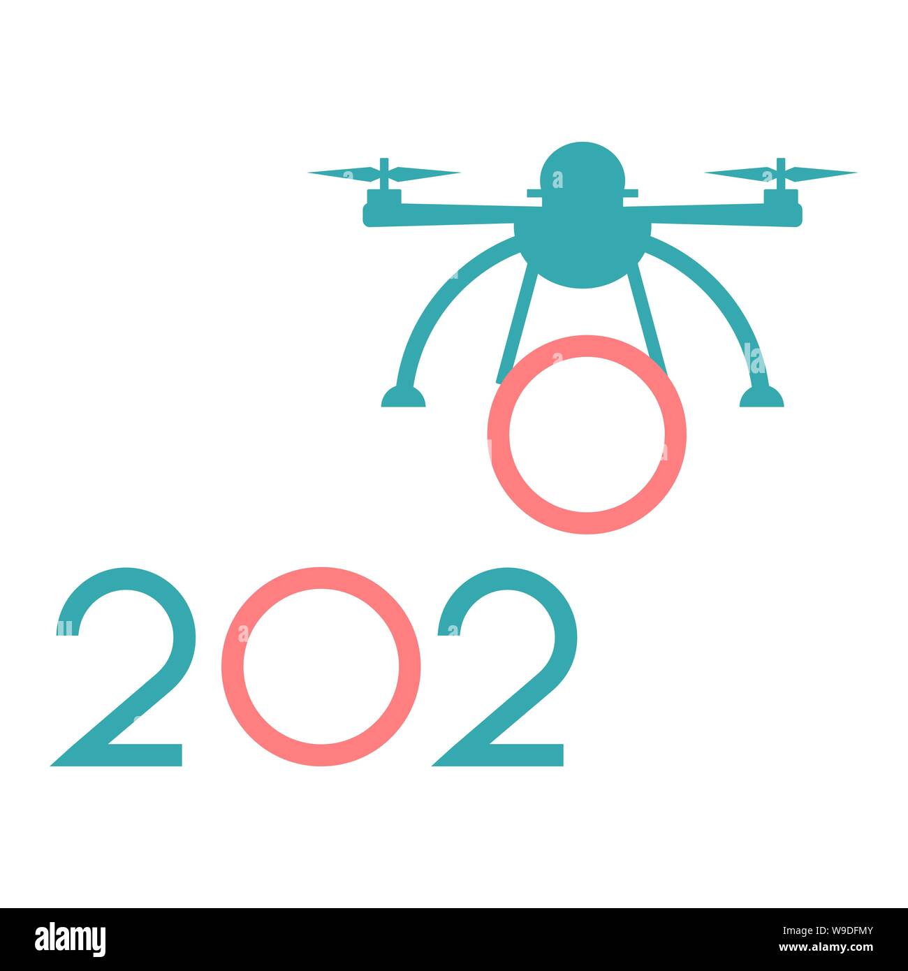 Frohes Neues Jahr Vector Illustration mit Drone übertragungen Zahlen 2020. Design für Poster, party Karte drucken. Stock Vektor