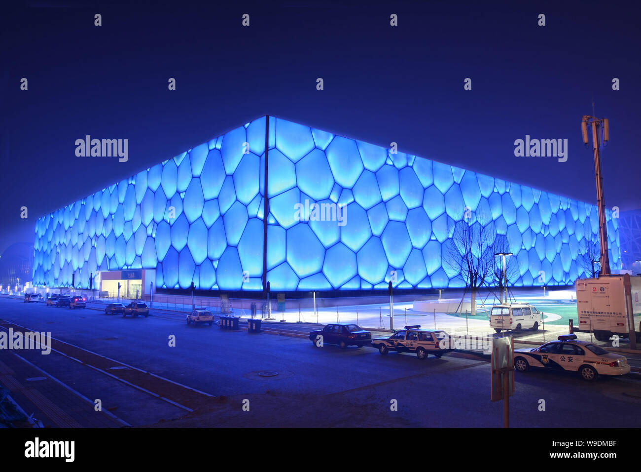 Nachtansicht der National Aquatic Center, wie die Water Cube, Peking, 19. Februar 2008 bekannt. Stockfoto