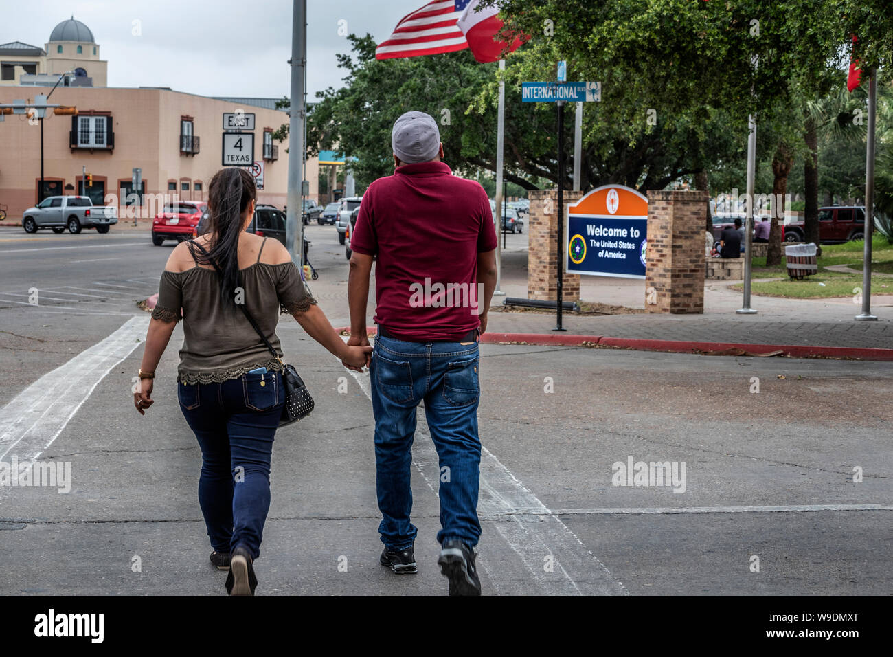 Mexikanische Paar in die USA. Willkommen in den Vereinigten Staaten von Amerika. Brownsville, Texas, USA Stockfoto