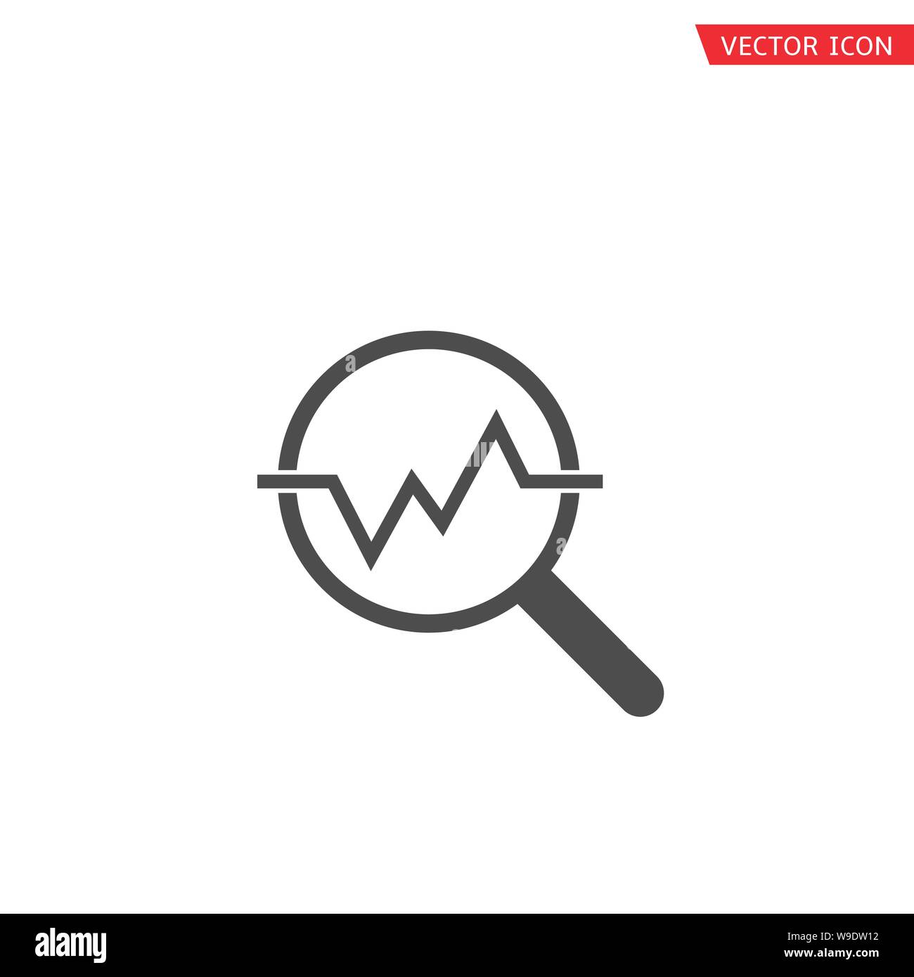 Finanzielle Analyse Symbol. Lupe mit Analyse Chart Symbol, Finanzen Wachstum Konzept Stock Vektor