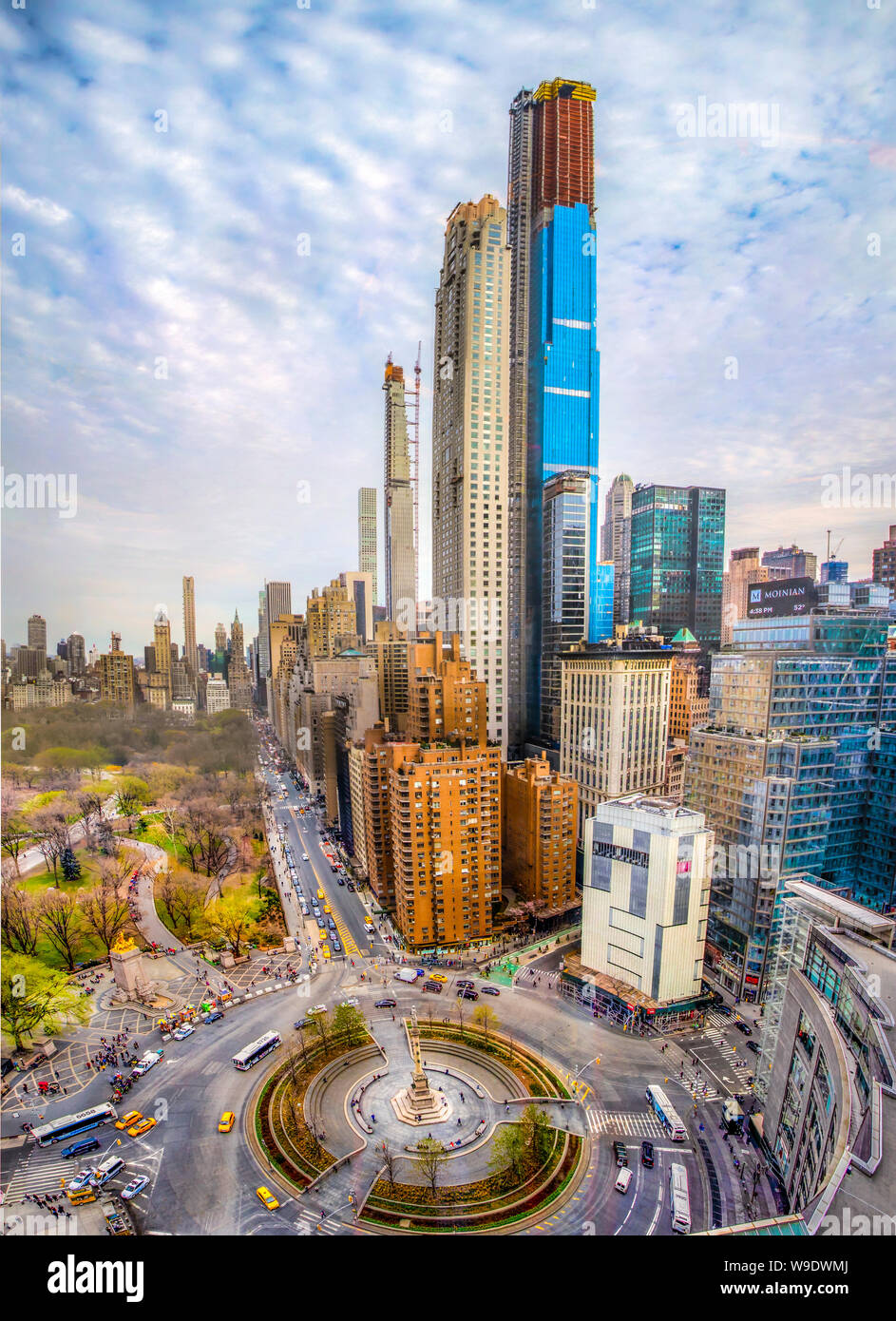 USA, New York City, Manhattan, MIdtown, Columbus Circle und Central Park Stockfoto