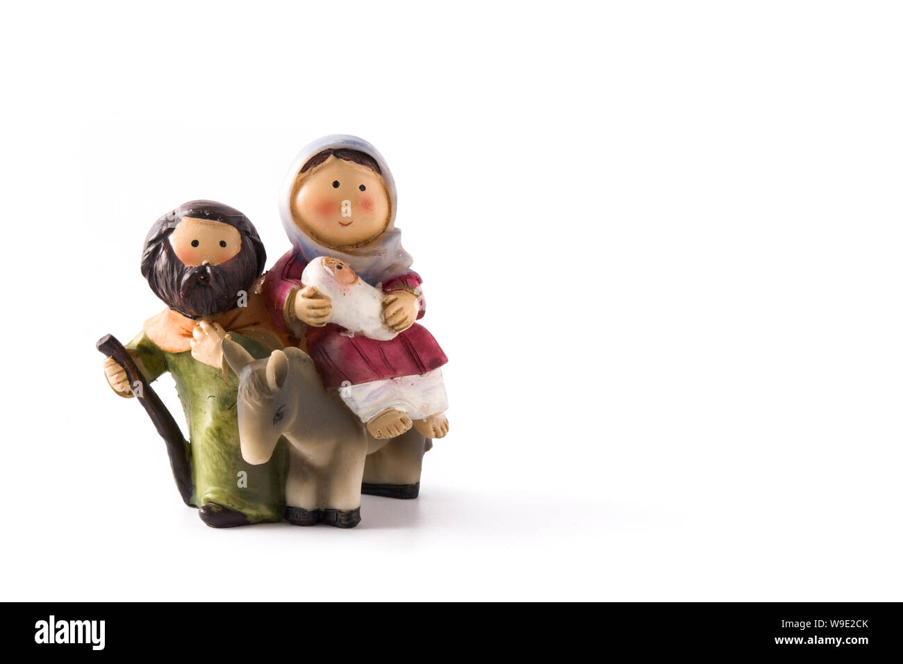 Figuren, die Krippe auf weißem Hintergrund. Jesus, Maria und Jose. Platz kopieren Stockfoto Figuren, die Krippe auf weißem Hintergrund. Jesus, Maria und Jose. Platz kopieren Stockfoto