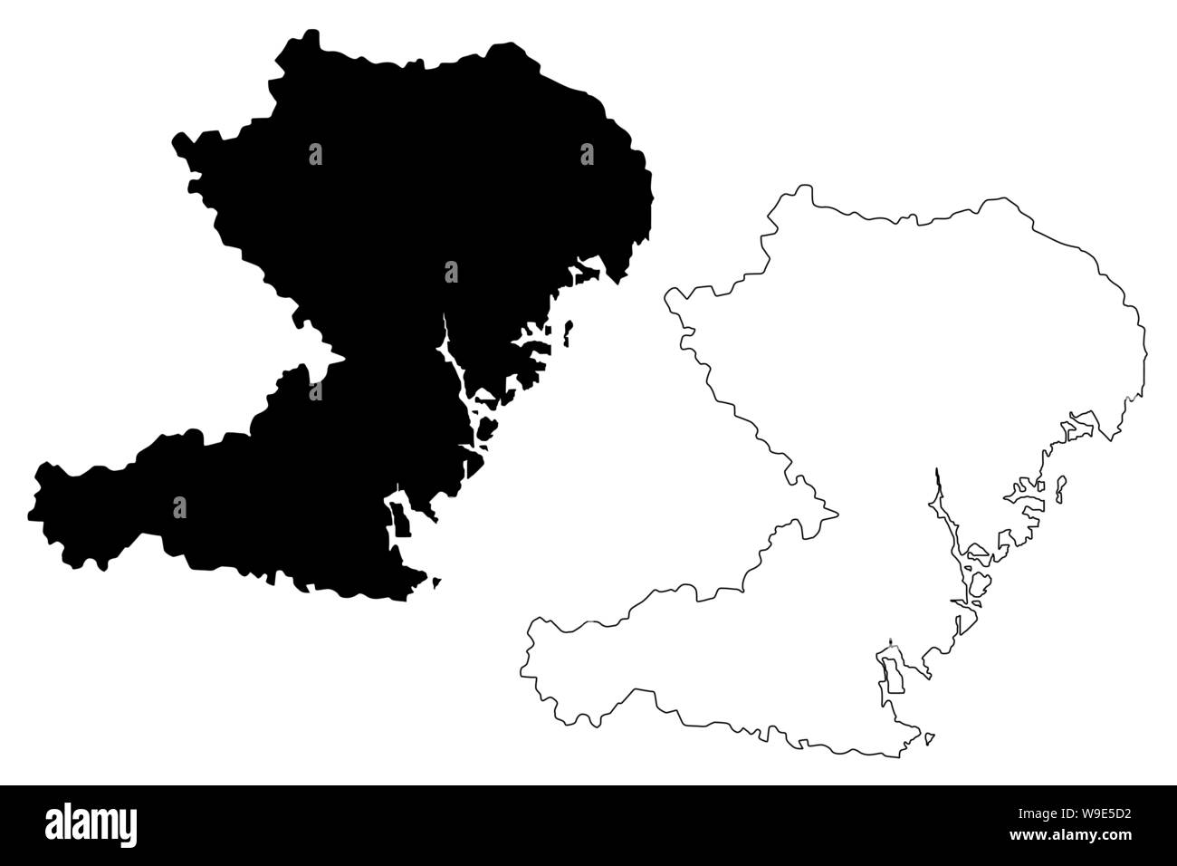 Vasternorrland County (Grafschaften von Schweden, Königreich Schweden) Karte Vektor-illustration, kritzeln Skizze Västernorrland Karte Stock Vektor