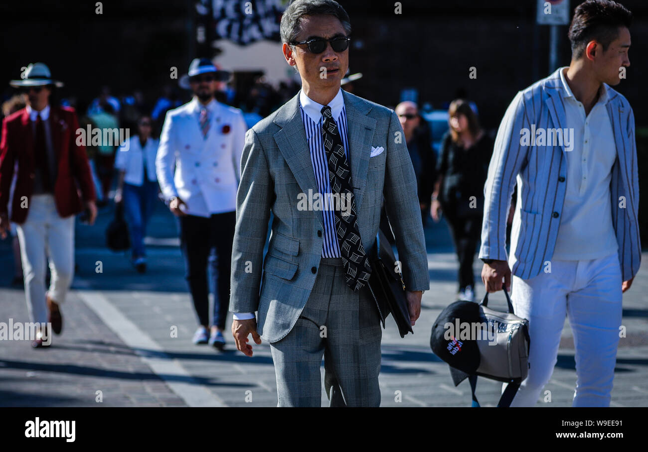 Florenz, Italien. 14 Juni, 2019. Tatsuya Nakamura auf der Straße während der Pitti 96. (Foto von Mauro Del Signore/Pacific Press) Quelle: Pacific Press Agency/Alamy leben Nachrichten Stockfoto