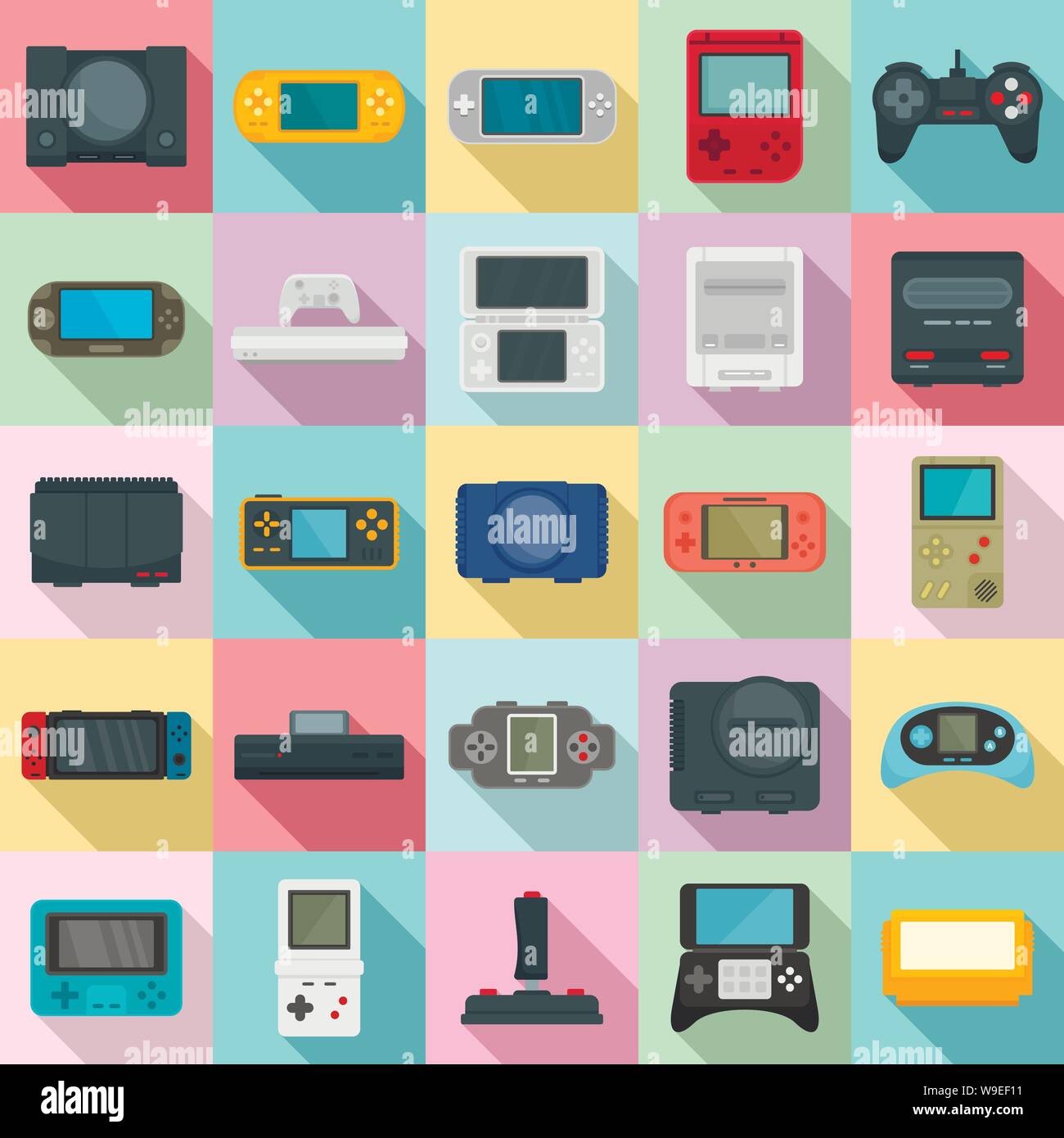 Konsole Symbole gesetzt. Flachbild der Konsole Vector Icons für Web Design Stock Vektor