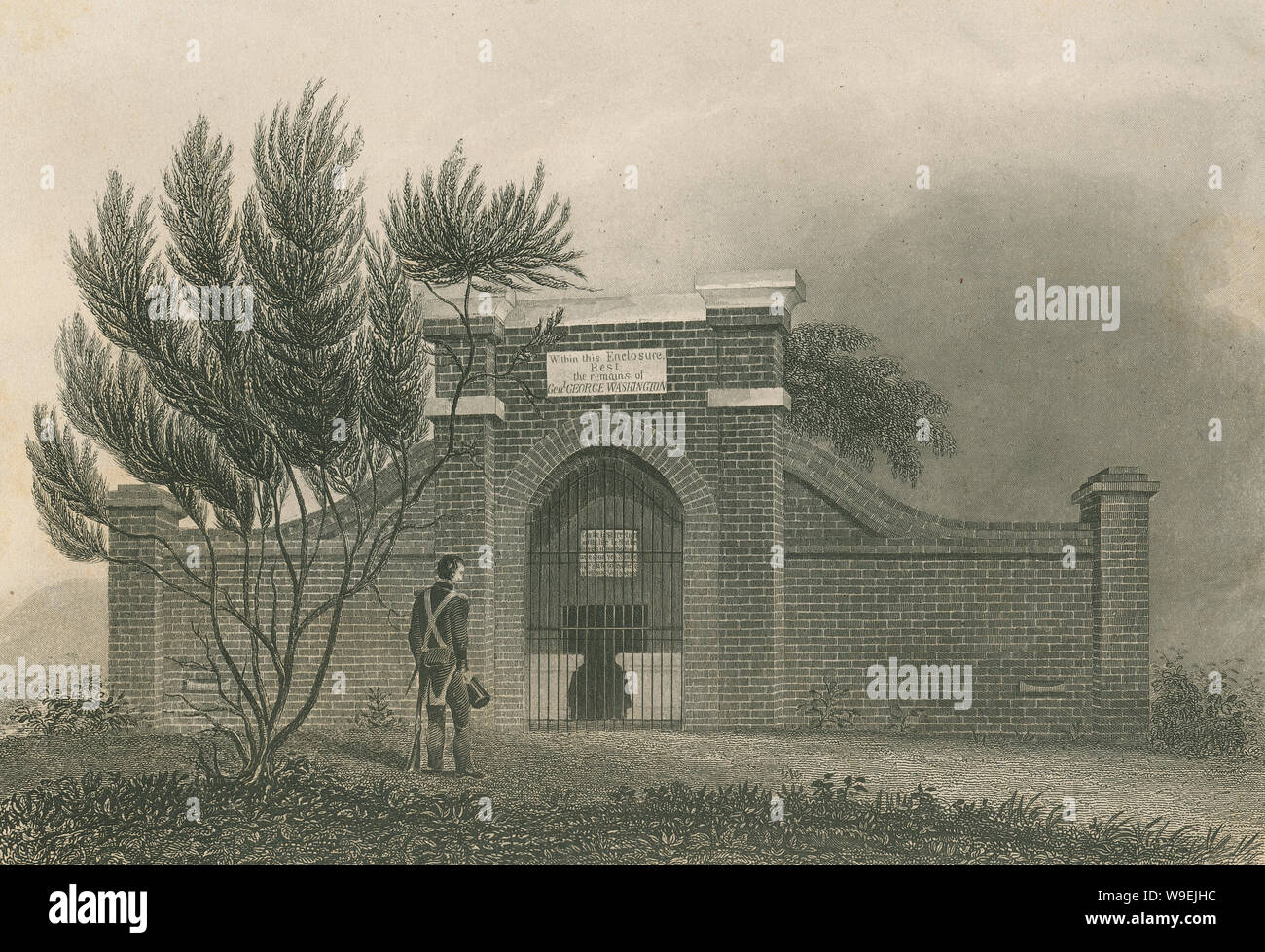 Antike 1873 Gravieren, George Washington's Grab in Mount Vernon in Fairfax County, Virginia. Quelle: ORIGINAL GRAVUR Stockfoto