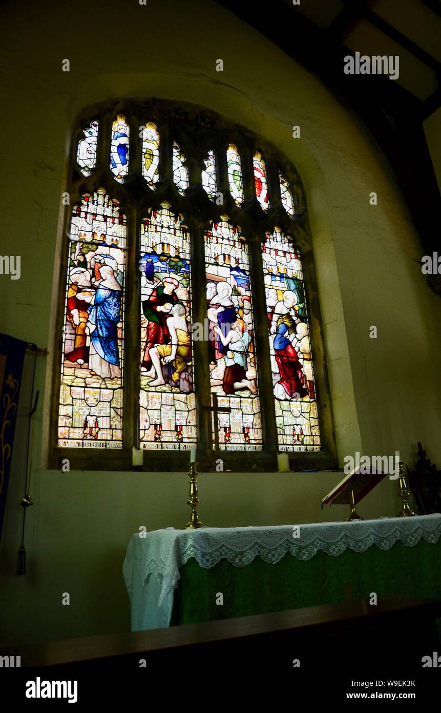 Innenraum der St. Wilfrid's Church, Scrooby, Nottinghamshire. Mayflower Pilgrim William Brewster wurde hier geboren und getauft. Stockfoto