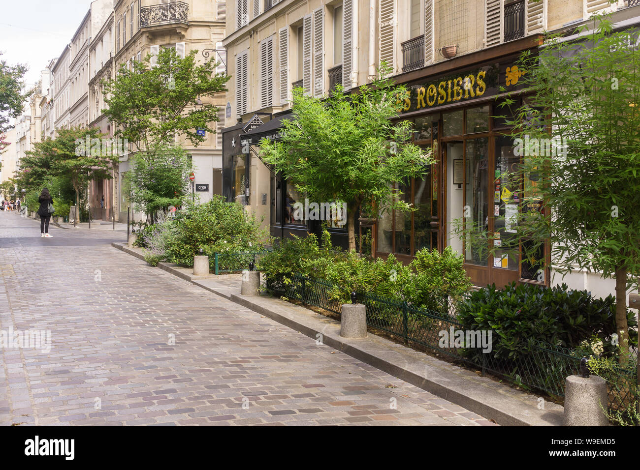 Paris Marais Rue des Rosiers-Café Les Rosiers auf der Rue des Rosiers im Marais-Viertel von Paris, Frankreich, Europa. Stockfoto