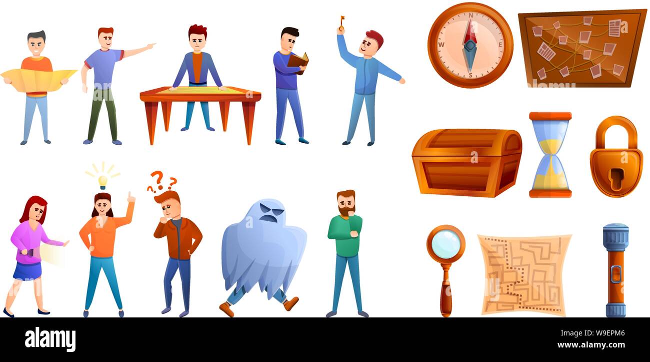 Quest Spiel Symbole gesetzt. Cartoon von Quest Spiel Vector Icons für Web Design Stock Vektor