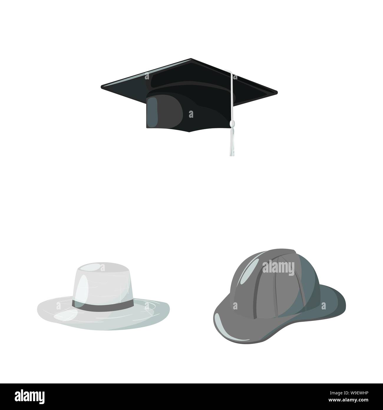 Vector Illustration von Mütze und Helm. Sammlung von Hut und Beruf vektor Symbol für das Lager. Stock Vektor