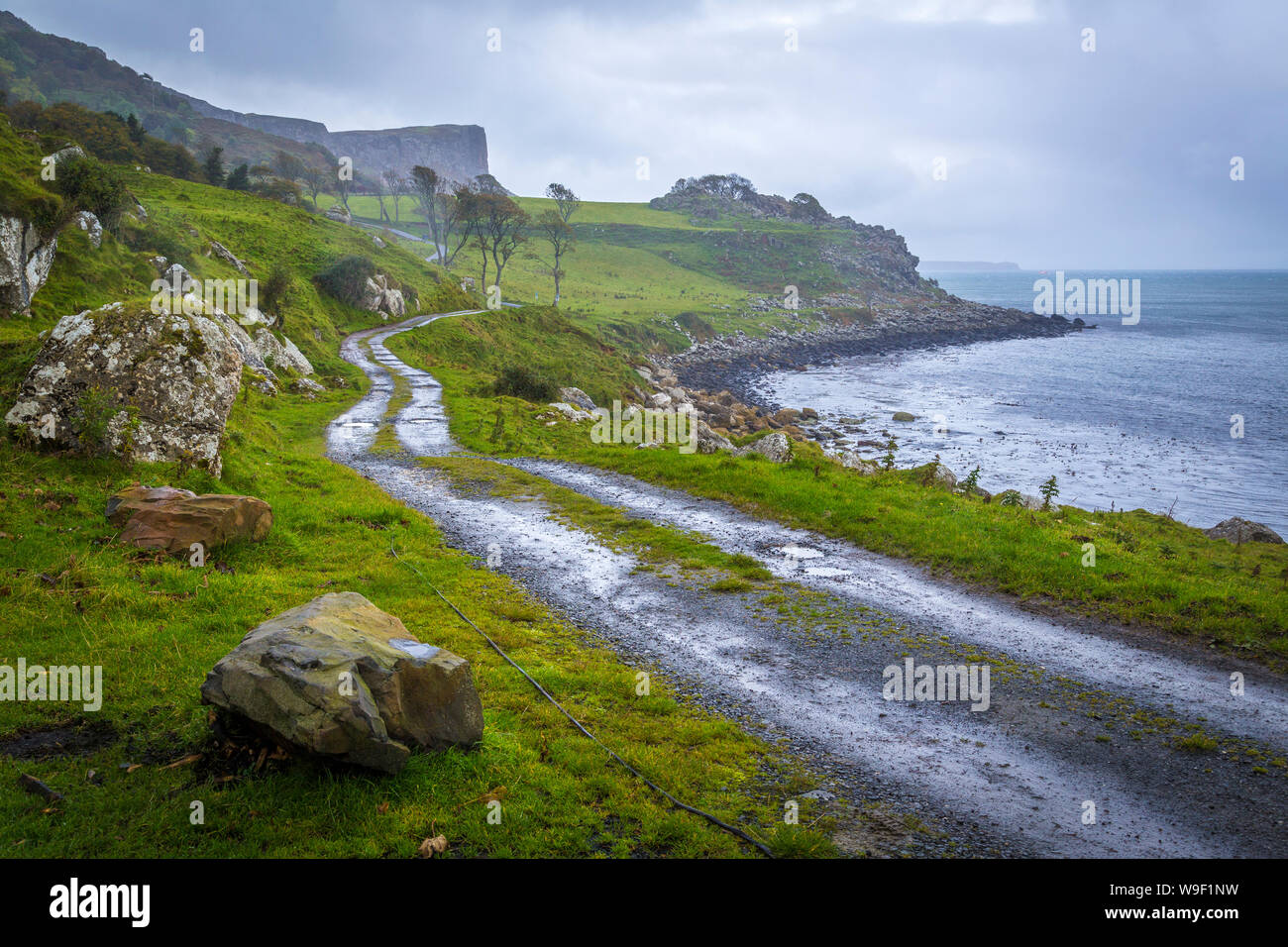 Spektakulärer Ort bei Murlough Bay an der Antrim Coast Stockfoto