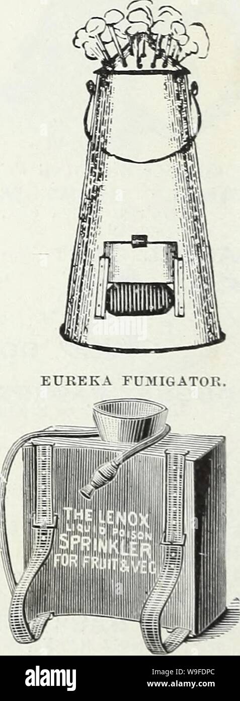 Archiv Bild von Seite 33 der allgemeinen Großhandel Currie bros'-Liste. Currie Bros. "Allgemeine Groß-Liste an die Händler: Frühjahr 1896 curriebrosgenera 18 curr Jahr: 1896 (Zerstäuber. FUMICATORS. EUREKA-verzinktem Eisen. Nr. 8 12 3 4 Höhe cm 12 16 20 24 Preis $ 1 25 2 00 2 50 3 25 SCHWEFEL Faltenbalg - für die Anwendung von Insekt Pulvern. N0 S.... 9 11 14 16 19 22 24 Preis .50 60 75 $ 1 00 1 25 1 50 1 75 ATO.&gt; IIZER - Für die Anwendung von Insektiziden in flüssiger Form, die jeweils 60 LENOX SrUINKLEl. - $ 3.50. Stockfoto