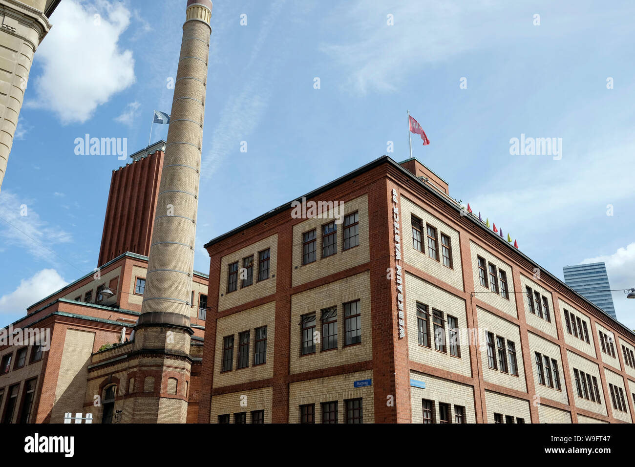 Eine allgemeine Ansicht der Werkraum Warteck, einer ehemaligen Brauerei, verwandelt in Arbeitsbereiche für kreative Basel Community. Stockfoto