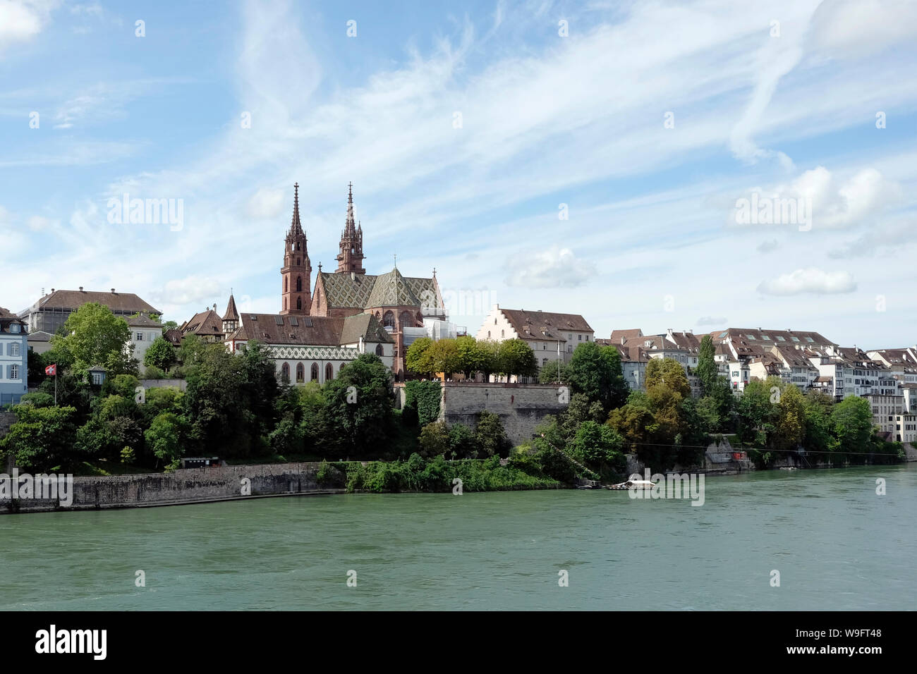 Einen allgemeinen Überblick über Basel Skyline, Rhein, Deutschland Stockfoto