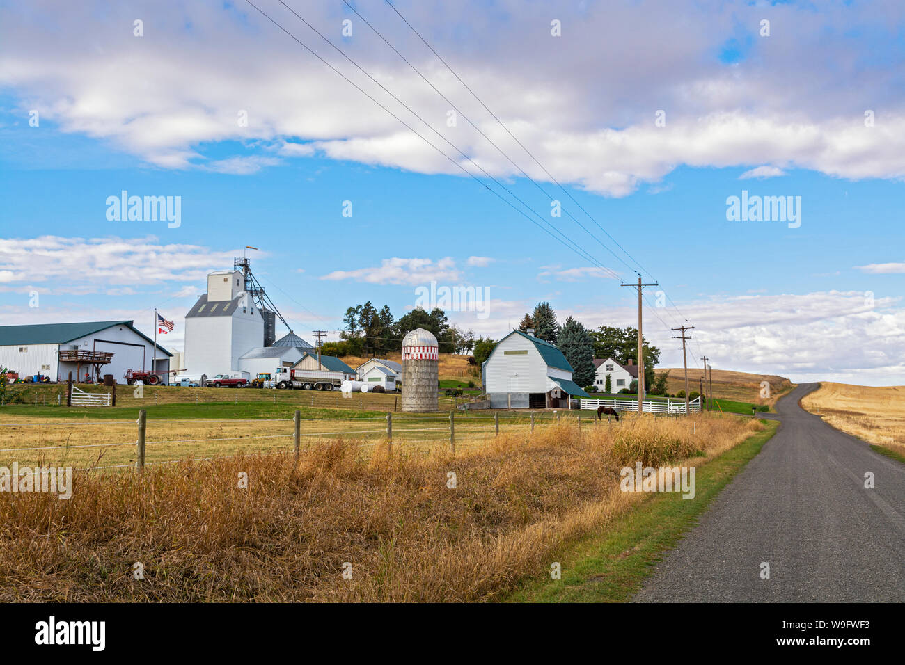 Washington, Palouse Region, Herbst nach der Ernte, Fairbanks Straße, Bauernhof Stockfoto