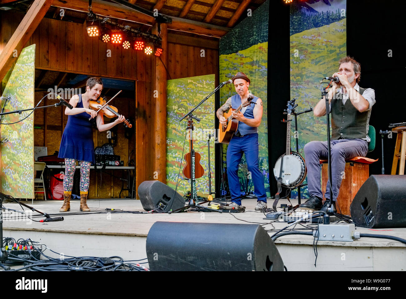 Bon Débarras, traditionelle Quebecois Musiker, Canmore Folk Music Festival, Canmore, Alberta, Kanada Stockfoto