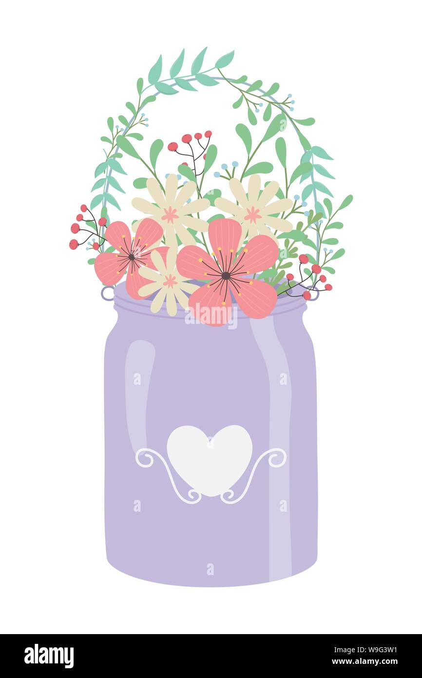 Blüten und Blätter im Topf Design, Blumen Natur Pflanze Dekoration Garten Dekoration und Botanik Thema Vector Illustration Stock Vektor