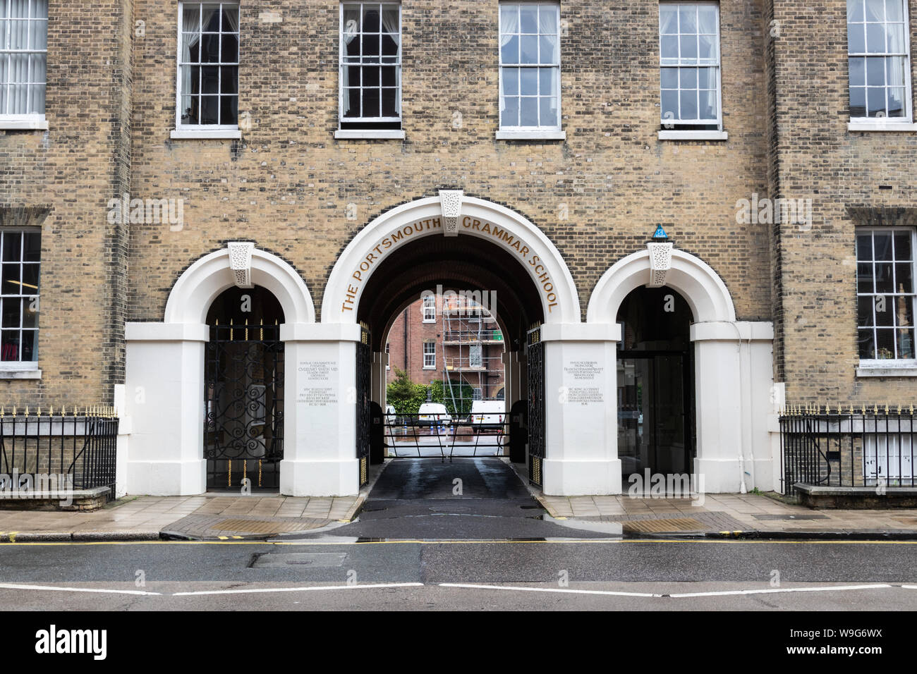 Der Eingang zu Portsmouth Grammar School eine unabhängige Schule Stockfoto