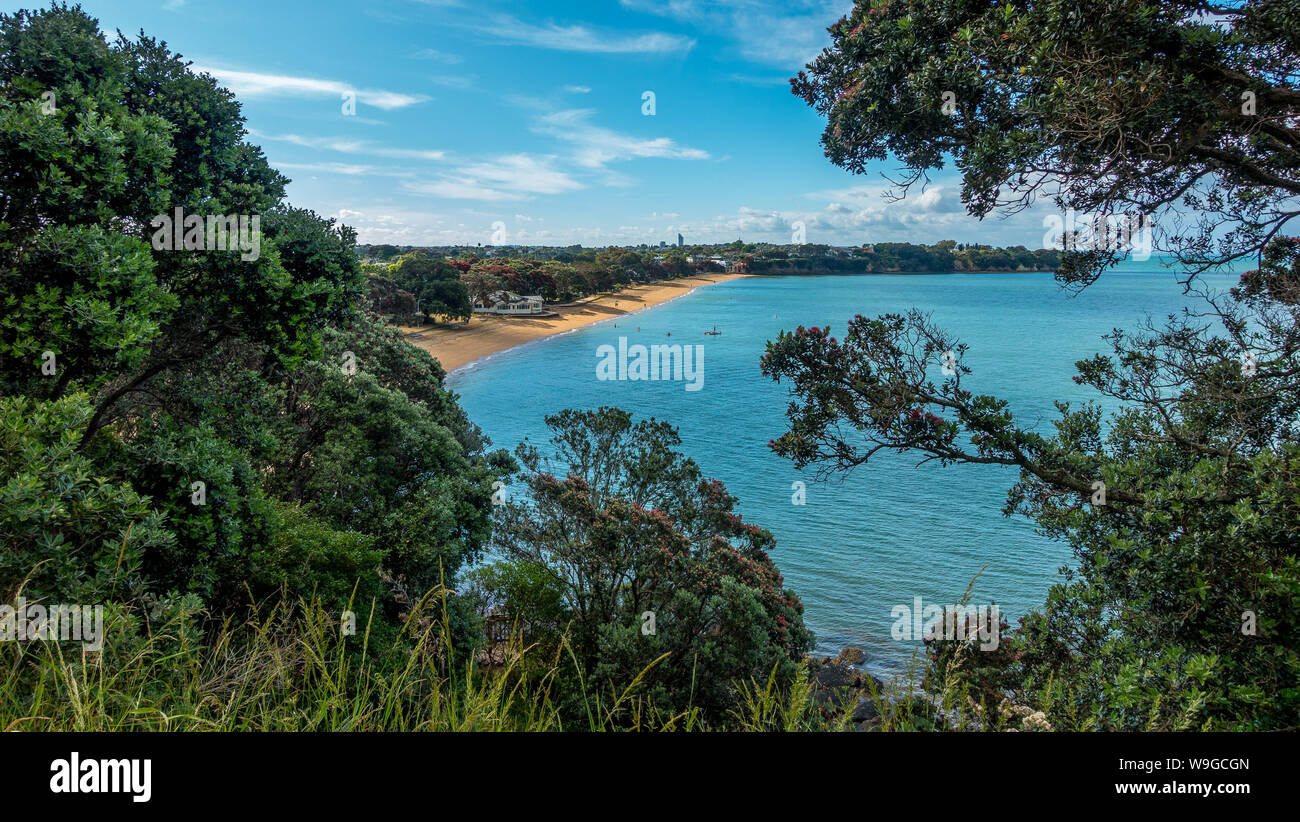 Blick über Devonport Beach während ein Sommertag, Auckland, Neuseeland. Stockfoto