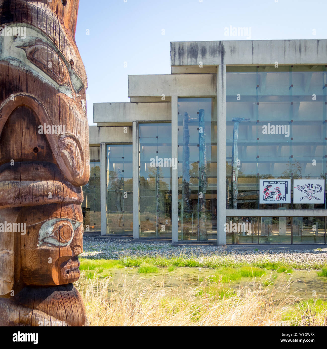 Außen an der Universität von British Columbia Museum der Anthropologie Gebäude (UBC Museum der Anthropologie) in Vancouver, British Columbia, Kanada. Stockfoto