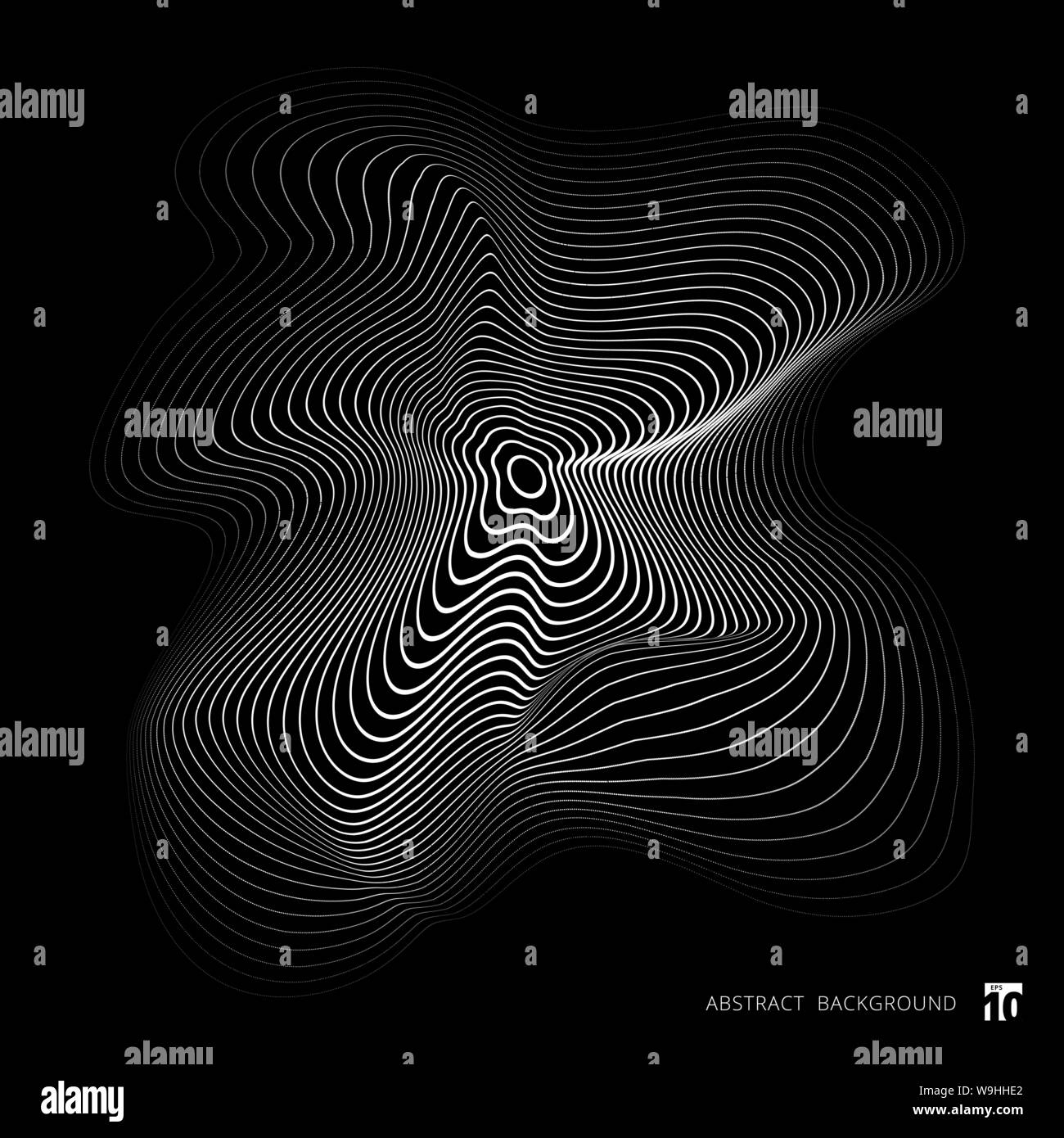 Abstrakte weißen Gitter Welle der Partikel auf Schwarz elegante Hintergrund. Futuristischen stil Karte. Daten Technologie Vector Illustration. Grosse Daten Visualisierung. Stock Vektor