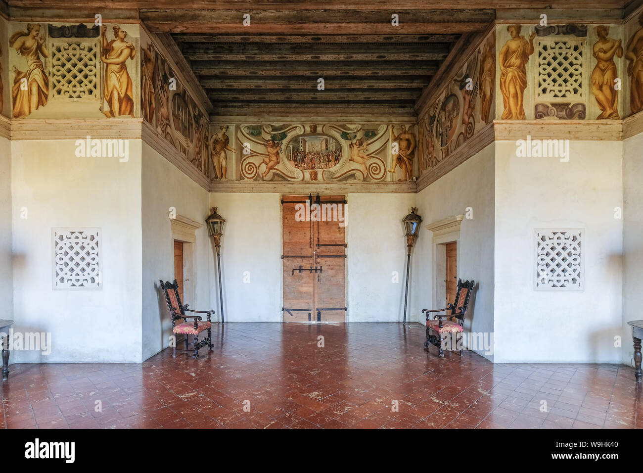 Die Villa Saraceno, entworfen von Andrea Palladio, im Finale in der Nähe von Vicenza, von der Landmark Trust Stockfoto