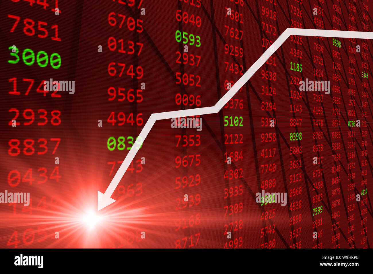 Börse - fallende Aktienkurse drop-down von der globalen Wirtschafts- und Finanzkrise Stockfoto