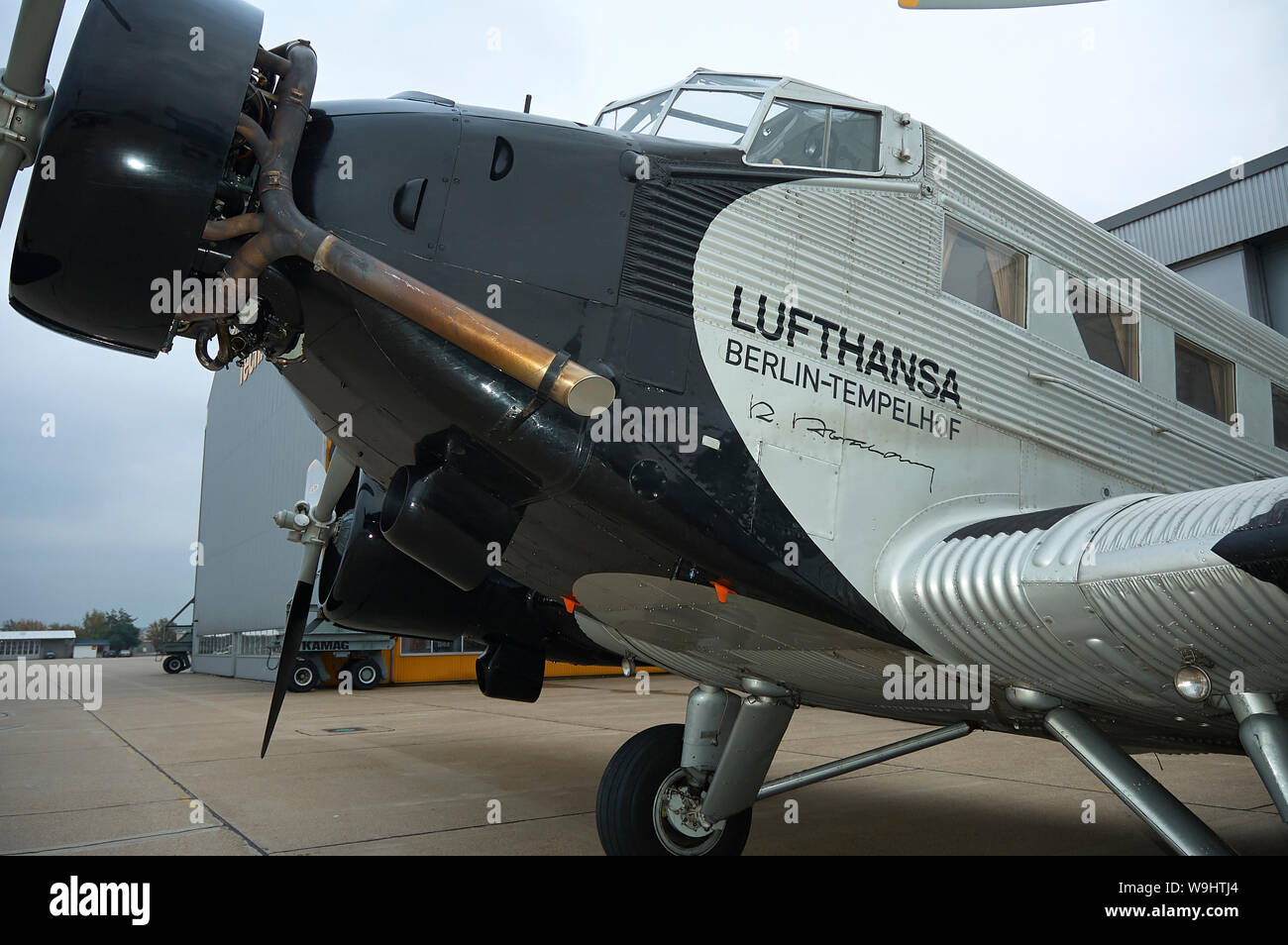 Historische Lufthansa Ju 52 der Lufthansa Werft Hamburg Stockfoto