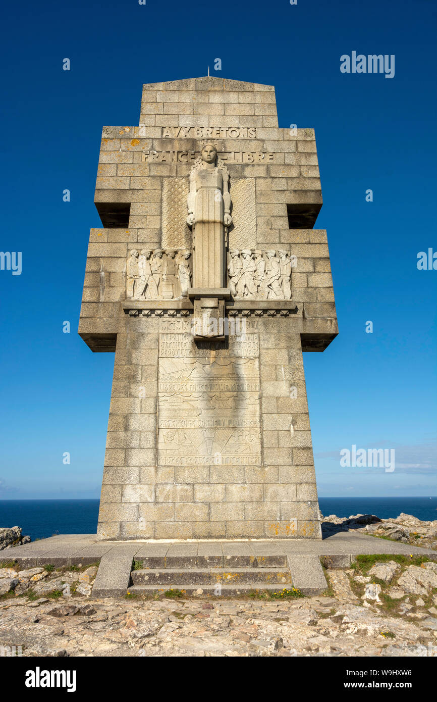 Camaret-sur-Mer, Pointe de Pen-Hir, das Denkmal für die Bretonen des Freien Frankreich, Finistère, Bretagne, Frankreich Stockfoto