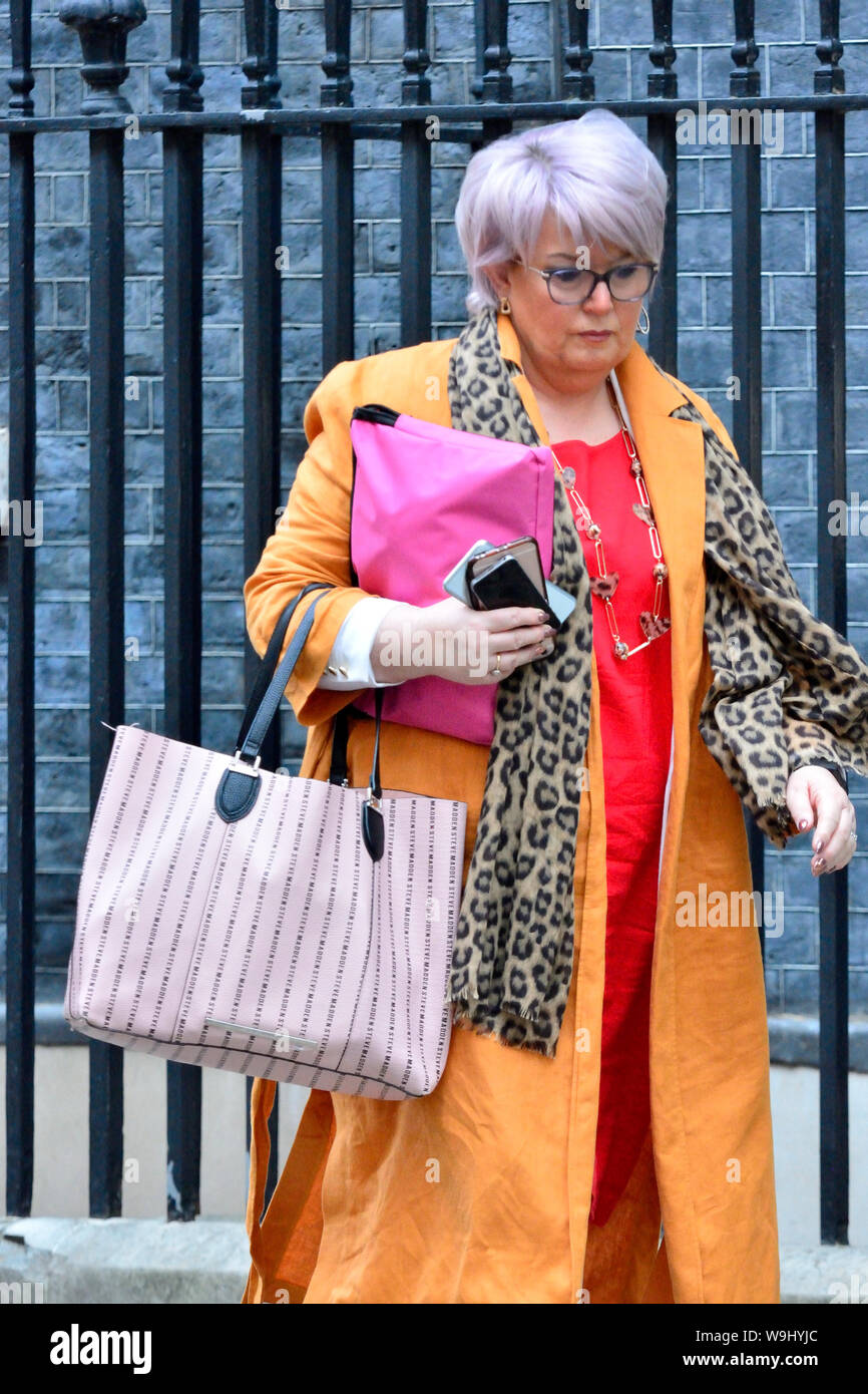 Helen Newlove / Baroness Newlove von Warrington, Gemeinschaft reform Mitkämpfer und ehemalige Opfer Kommissar - in Downing Street, April 2019 Stockfoto