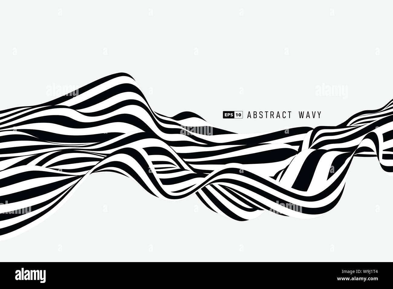 Abstrakte schwarze und weiße minimal stripe Linie 3 D Deko Artwork. Verwenden Sie für Motion Element, ad, Poster, Cover Design, Print, Jahresbericht. Stock Vektor