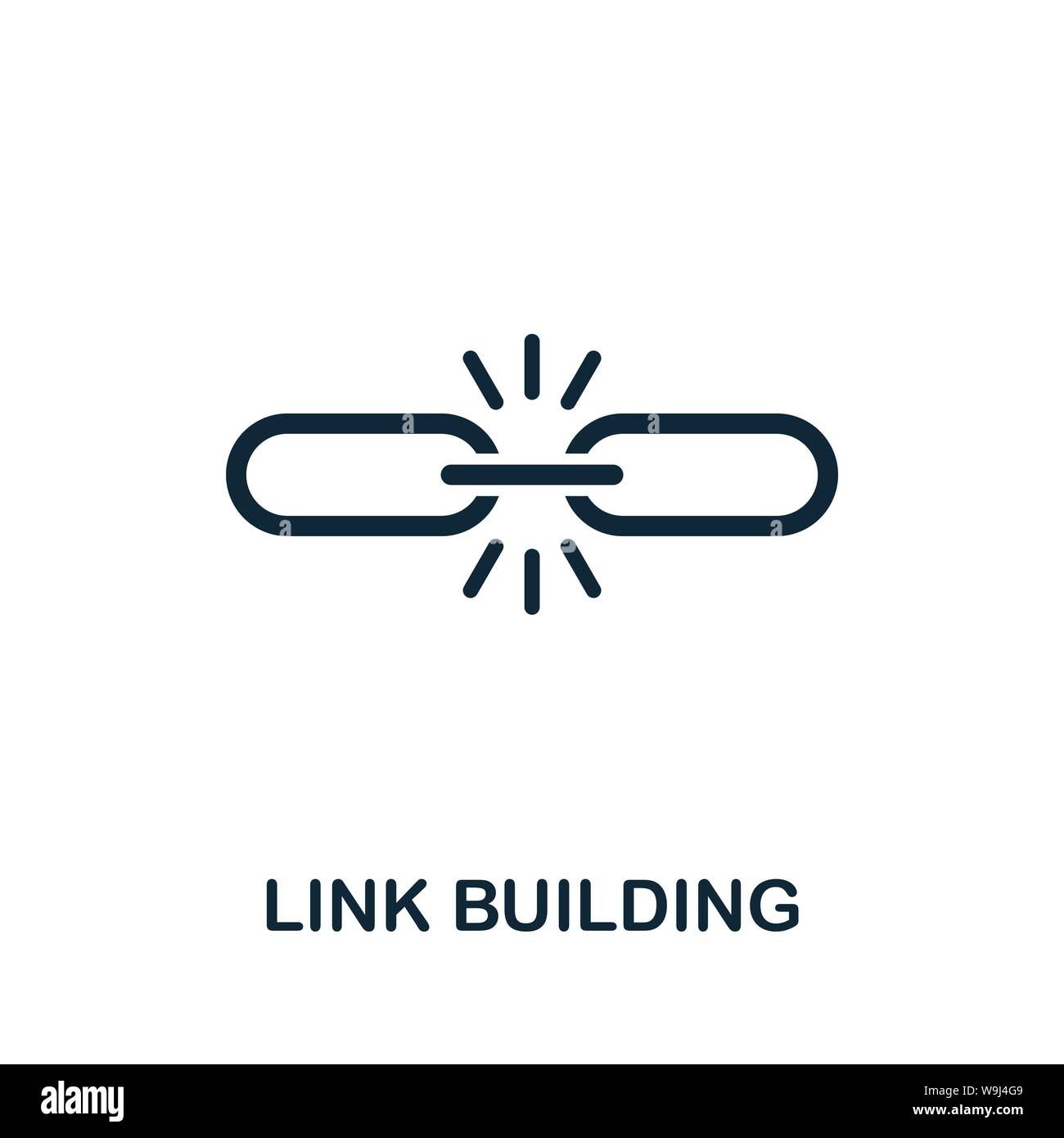 Symbol für das Symbol für das Symbol für den Link Building-Vektor Kreative Zeichen von seo und Entwicklung Icons Sammlung. Gefüllte flache Link Building Symbol für Computer und mobile Stock Vektor