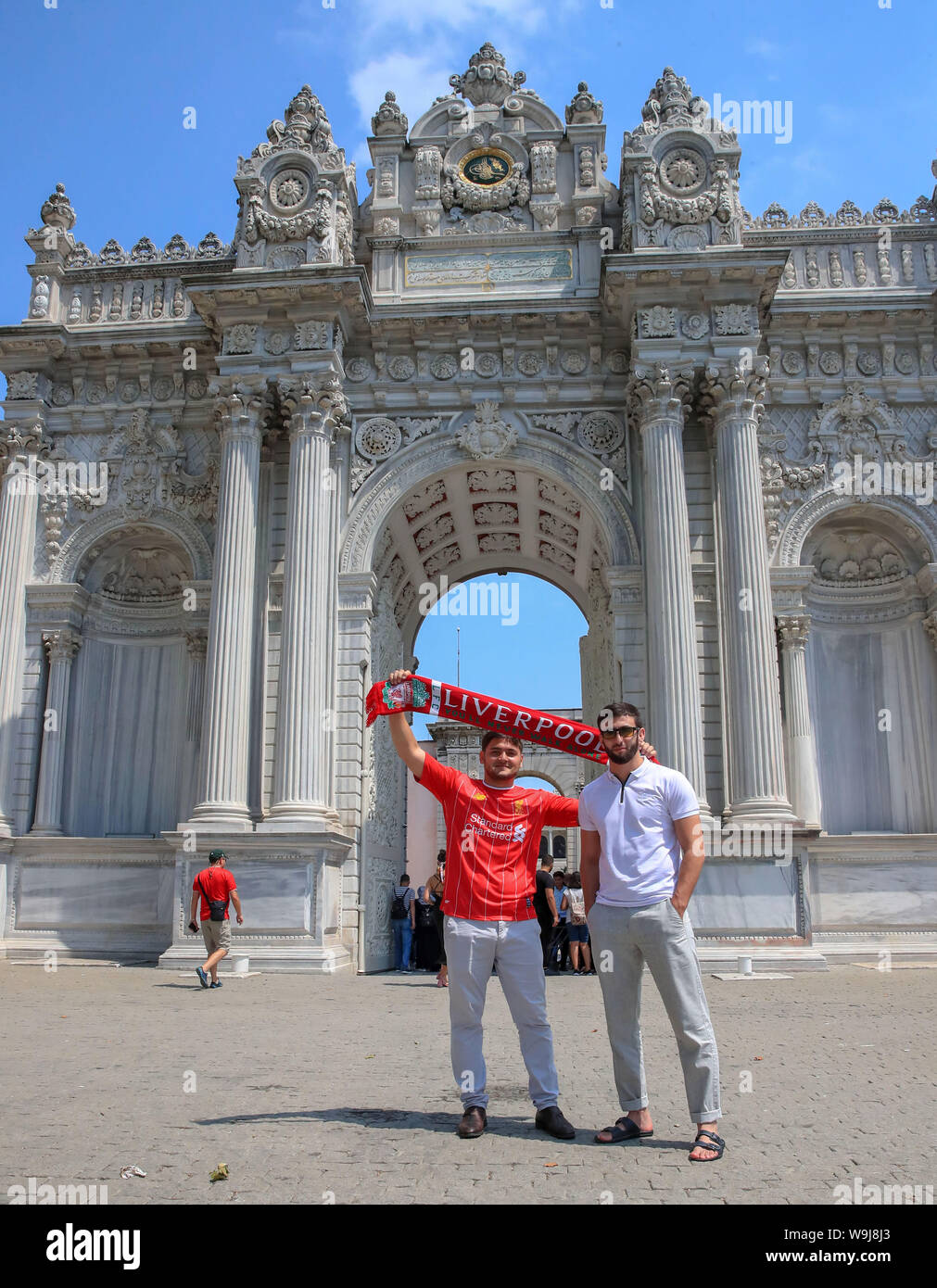 Liverpool Fans in Istanbul vor den UEFA Super Cup Finale zwischen Liverpool und Chelsea an Besiktas, Istanbul. Stockfoto