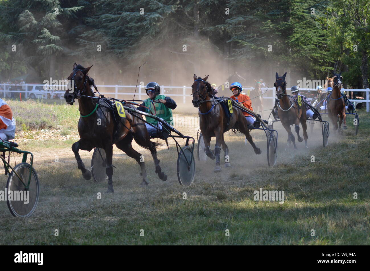 Pferderennbahn in Sault, Provence-Alpes-Côte d'Azur - Frankreich. 11. August 2019. Das einzige Pferd Rennen im Jahr Stockfoto