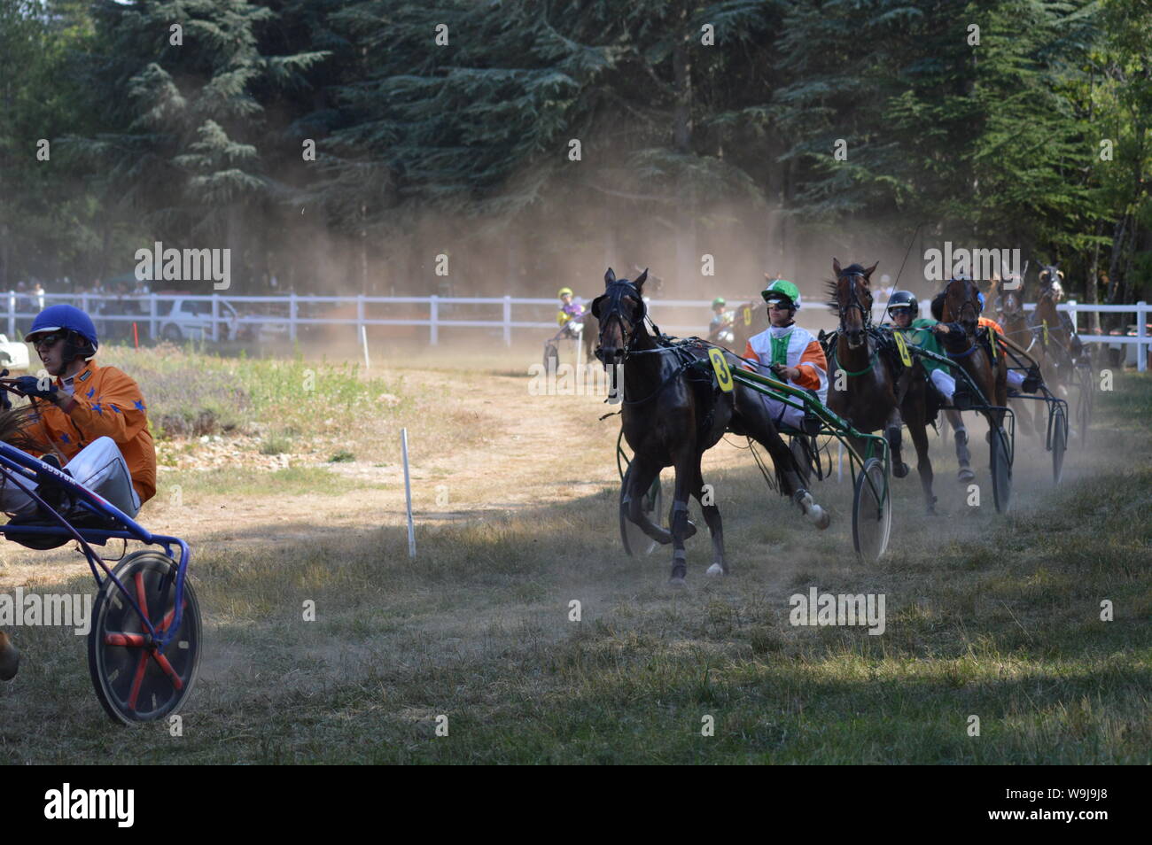 Pferderennbahn in Sault, Provence-Alpes-Côte d'Azur - Frankreich. 11. August 2019. Das einzige Pferd Rennen im Jahr Stockfoto