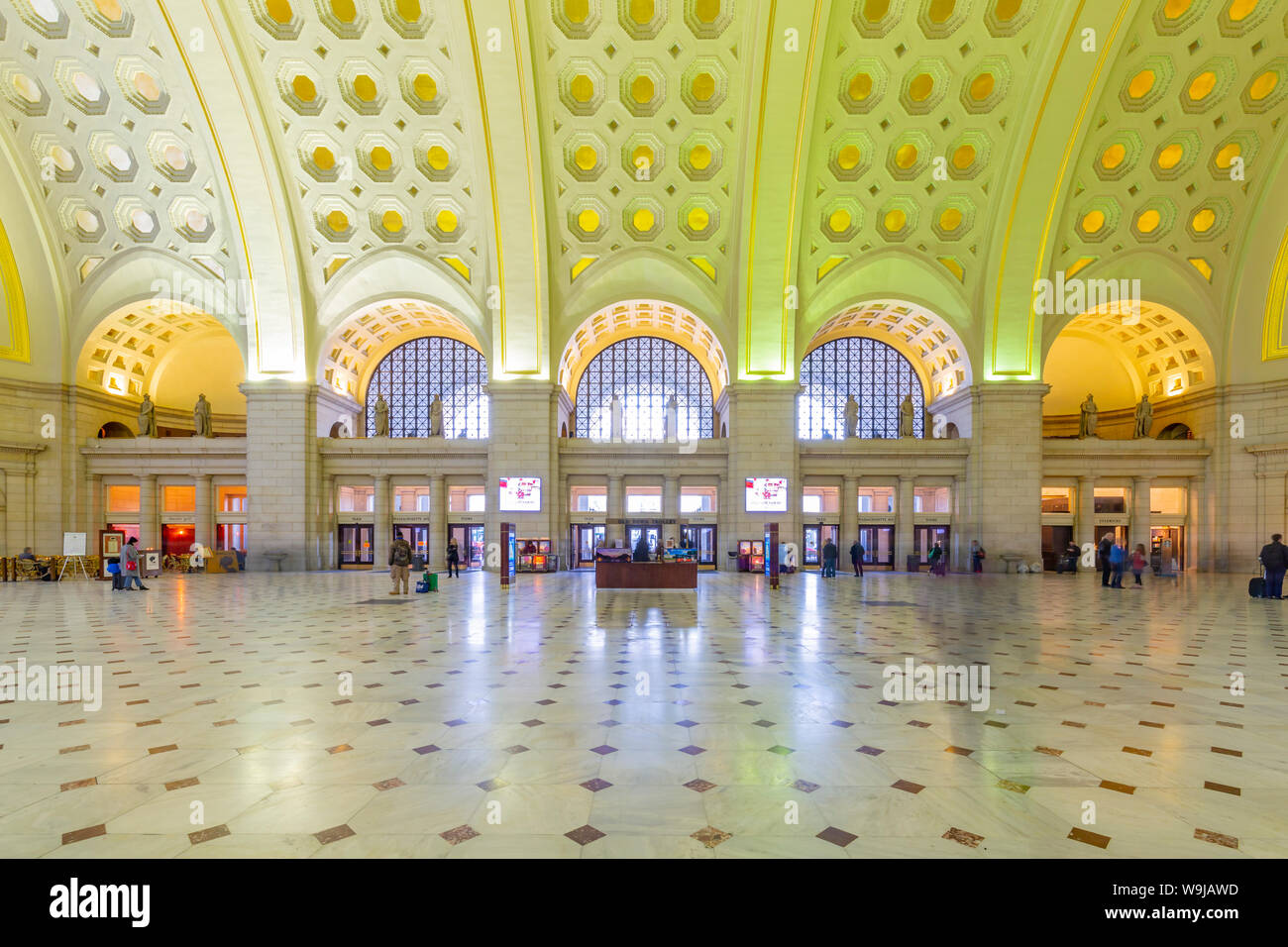 Blick in das Innere von Union Station, Washington D.C., Vereinigte Staaten von Amerika, Nordamerika Stockfoto