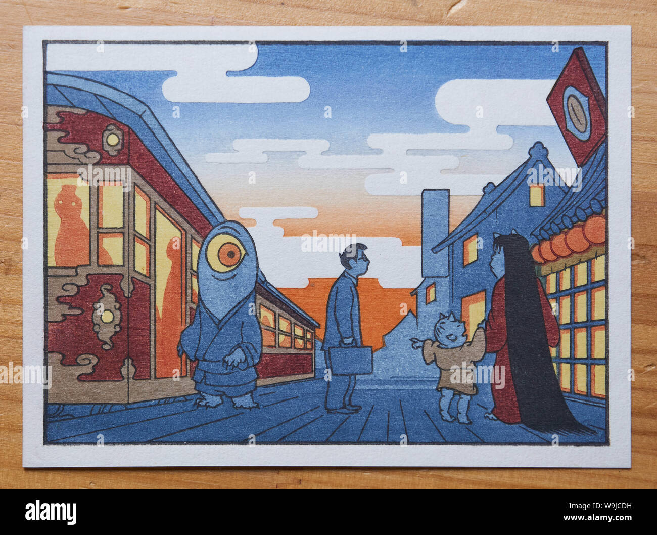 Traditionelle japanische Holzschnitt von Jed Henry und produziert im David's Bull Mokuhankan. Stockfoto