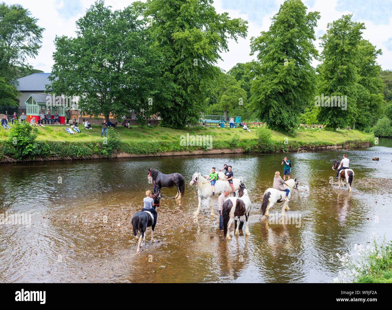 Appleby-in-Westmorland, Cumbria, England. Appleby Horse Fair, eine jährliche Zusammenkunft der Sinti und Roma und der Fahrenden und ihre Pferde. Stockfoto