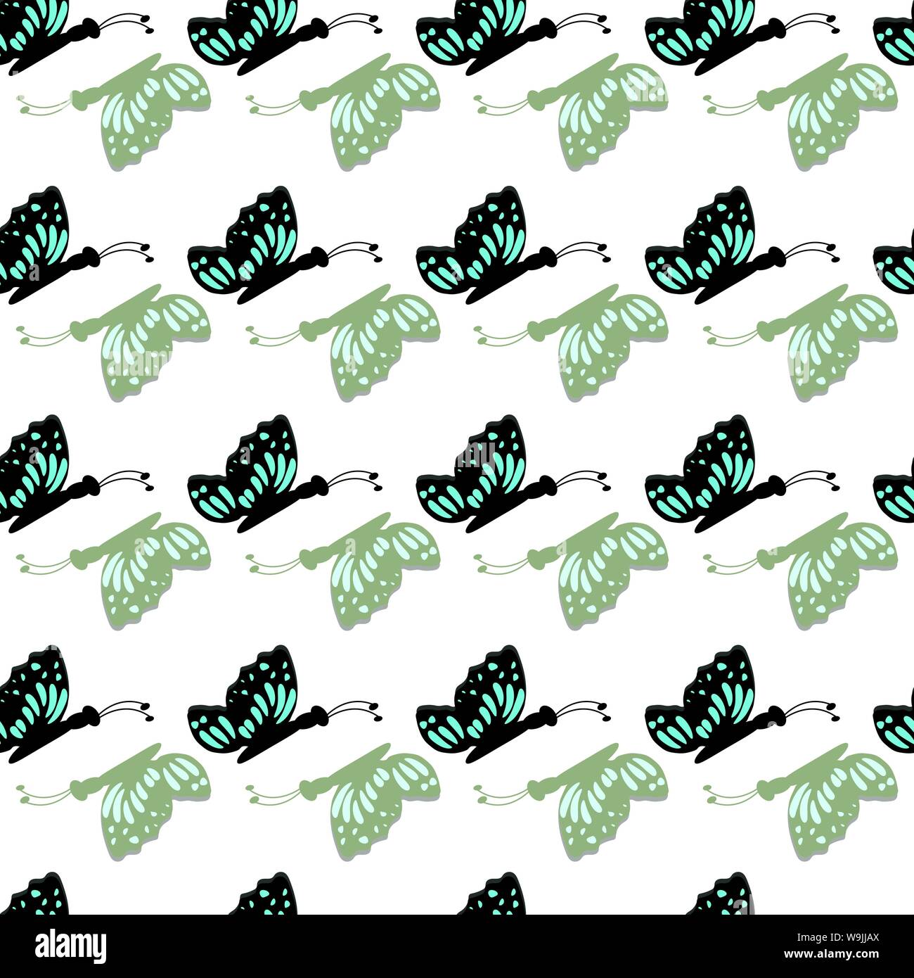 Hand süße Schmetterlinge auf einem weißen Hintergrund dargestellt Stock Vektor