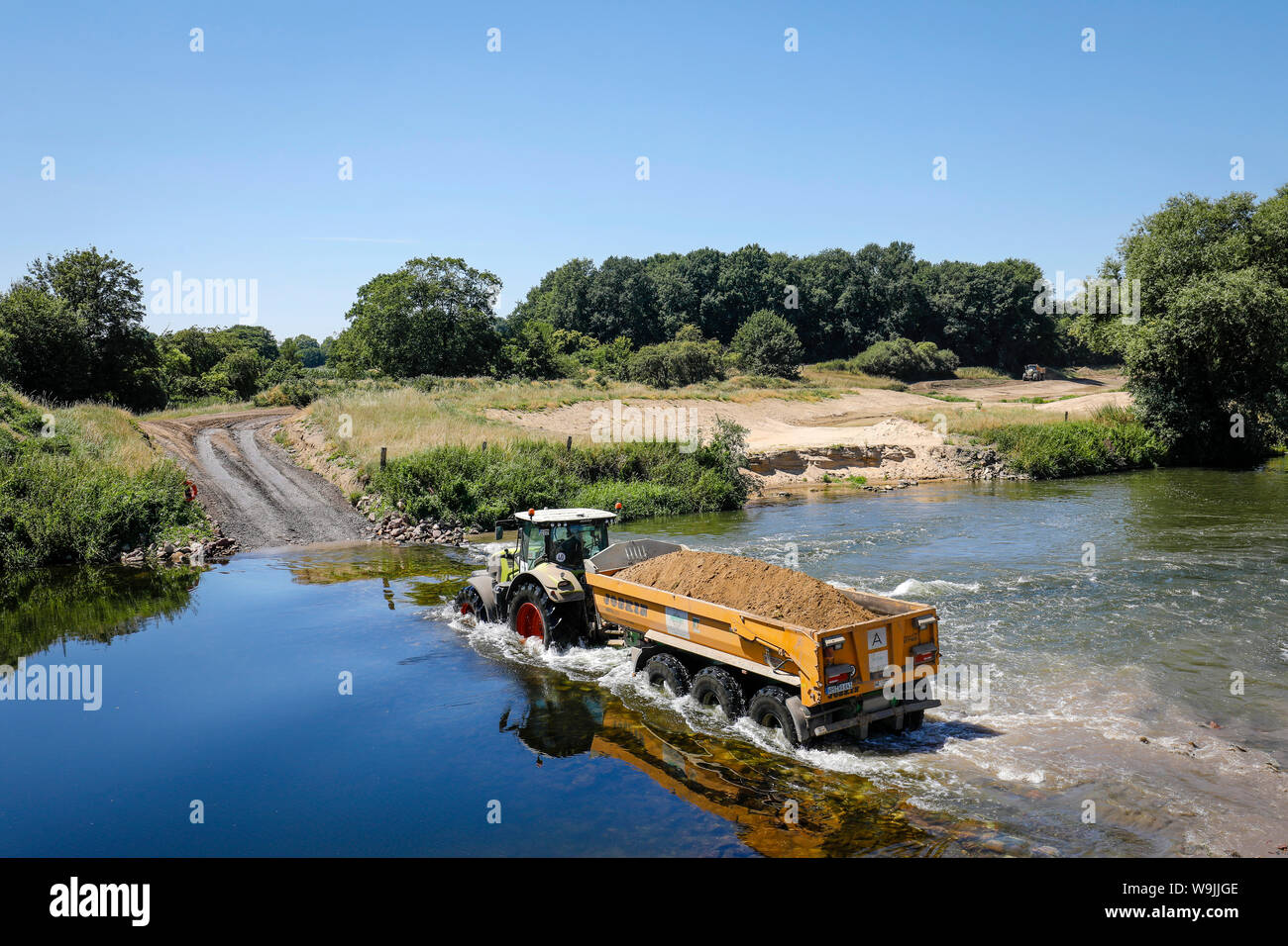 Datteln-Olfen, Ruhrgebiet, Nordrhein-Westfalen, Deutschland - Lippe, Fluss und Aue Entwicklung der Lippe in der Nähe von Haus Vogelsang, hier in der Nähe - Natu Stockfoto