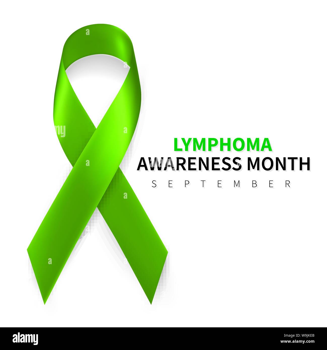 Lymphom ßtsein Monat. Realistische Lime Green Ribbon Symbol. Medical Design. Vector Illustration. Stock Vektor