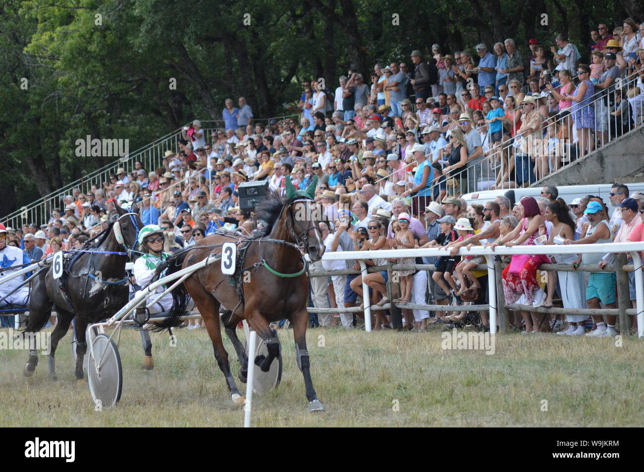 Pferderennbahn in Sault, Provence-Alpes-Côte d'Azur - Frankreich. 11. August 2019. Das einzige Pferd Rennen im Jahr Stockfoto
