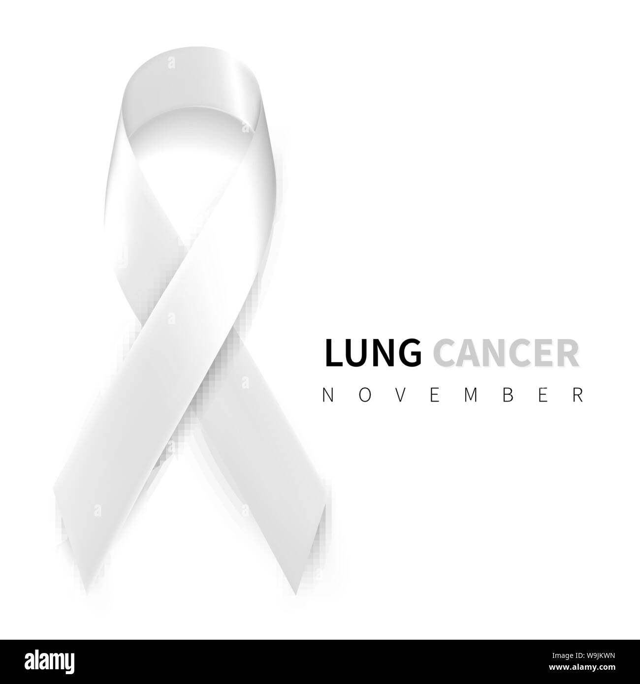 Lungenkrebs ßtsein Monat. Realistische White Ribbon Symbol. Medical Design. Vector Illustration. Stock Vektor
