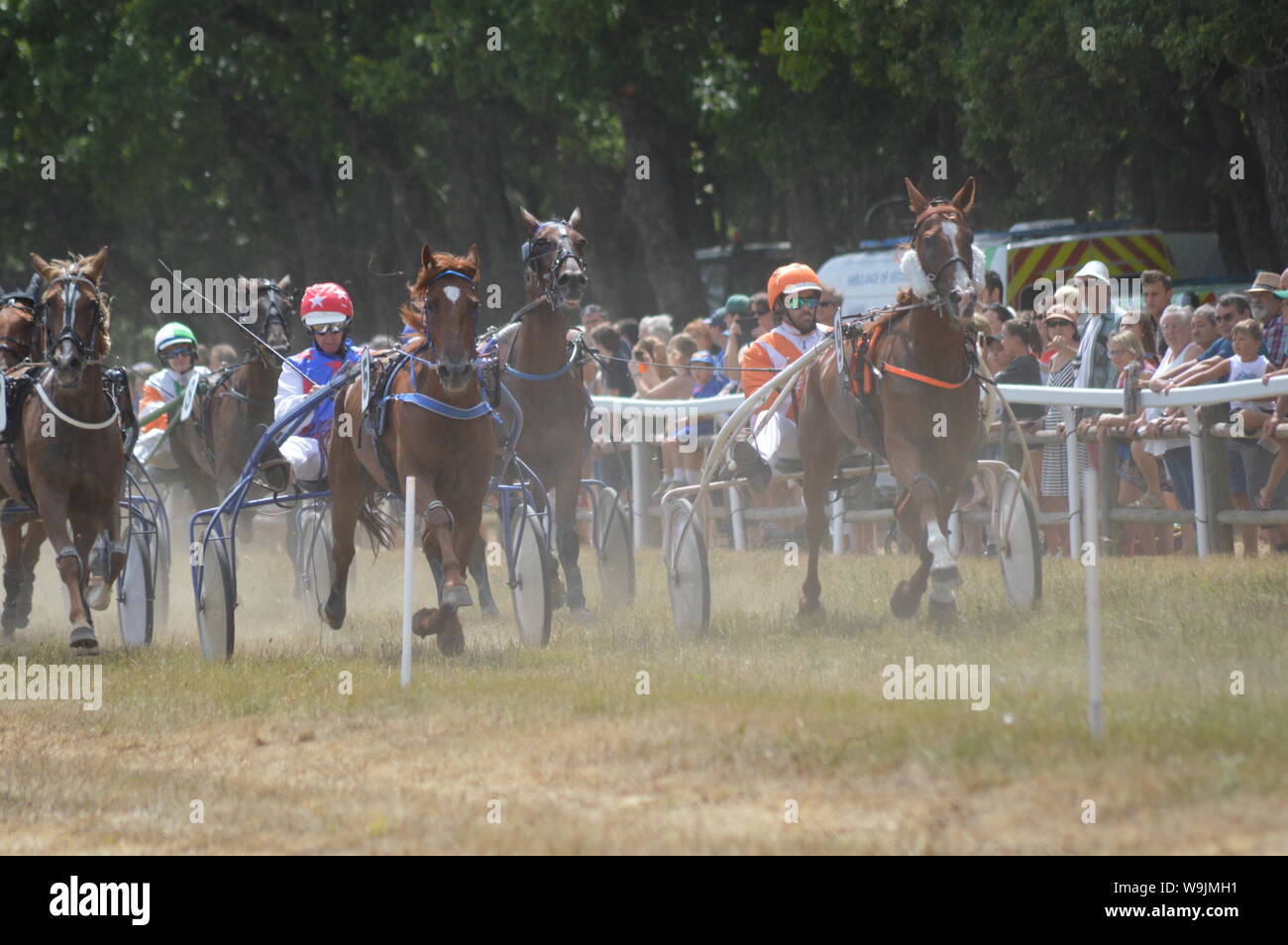 Pferderennbahn in Sault, Provence-Alpes-Côte d'Azur - Frankreich. 11. August 2019. Das einzige Pferd Rennen im Jahr Stockfoto