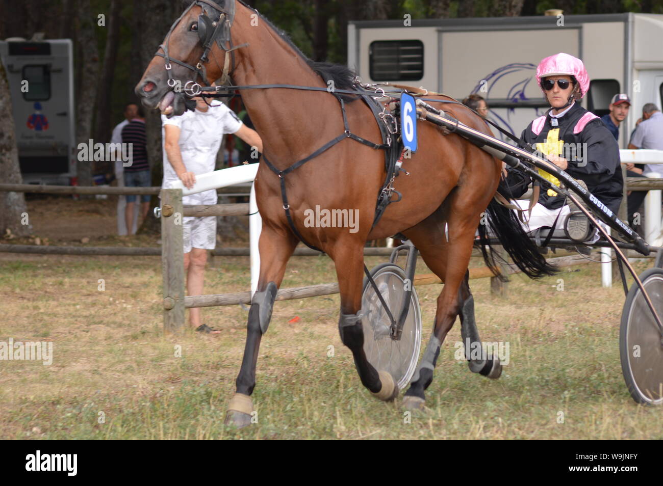 Pferderennbahn in Sault, Provence-Alpes-Côte d'Azur - Frankreich. 11. August 2019. Das einzige Pferd Rennen im Jahr Stockfoto
