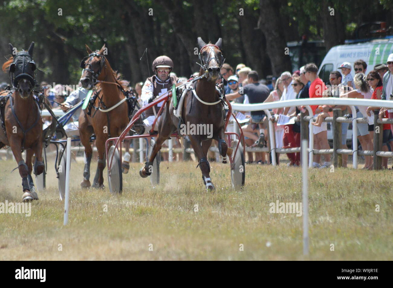 Pferderennbahn in Sault, Provence-Alpes-Côte d'Azur - Frankreich. 11. August 2019. Das einzige Pferd Rennen im Jahr Stockfoto