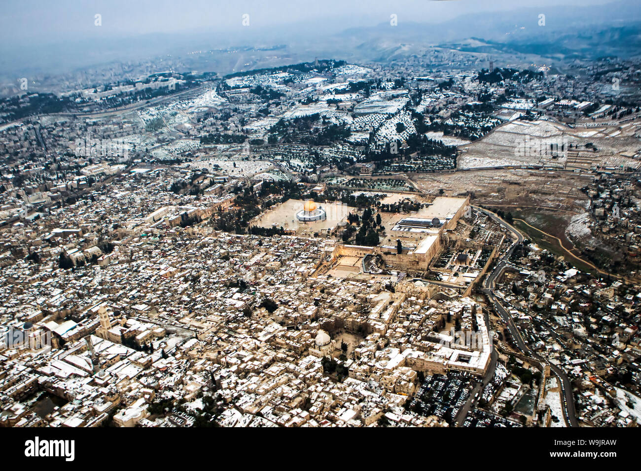 Luftaufnahme der Felsendom, Tempelberg Altstadt, Jerusalem Stockfoto